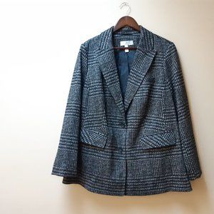 grey black plaid blazer / jacket